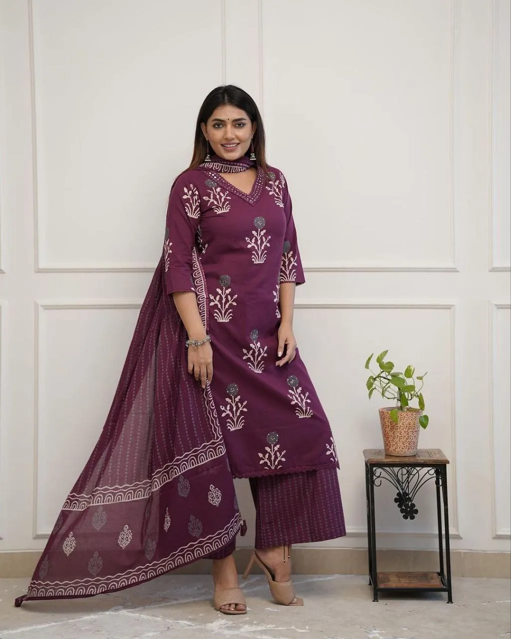 ELEGANCE  PREMIUM COTTON PLAZO SUIT SET