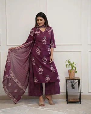 ELEGANCE  PREMIUM COTTON PLAZO SUIT SET
