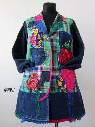 Plus Size Denim Jacket Coat for Women 3X Patchwork Denim Sweatshirt Jacket