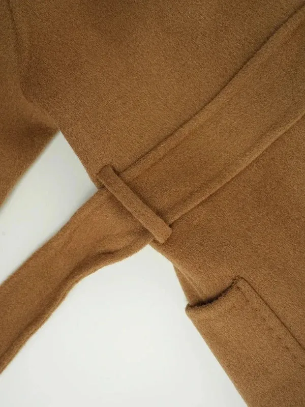 Wenkouban-Winter outfits Christmas Brown Woolen Wrap Hooded Overcoat